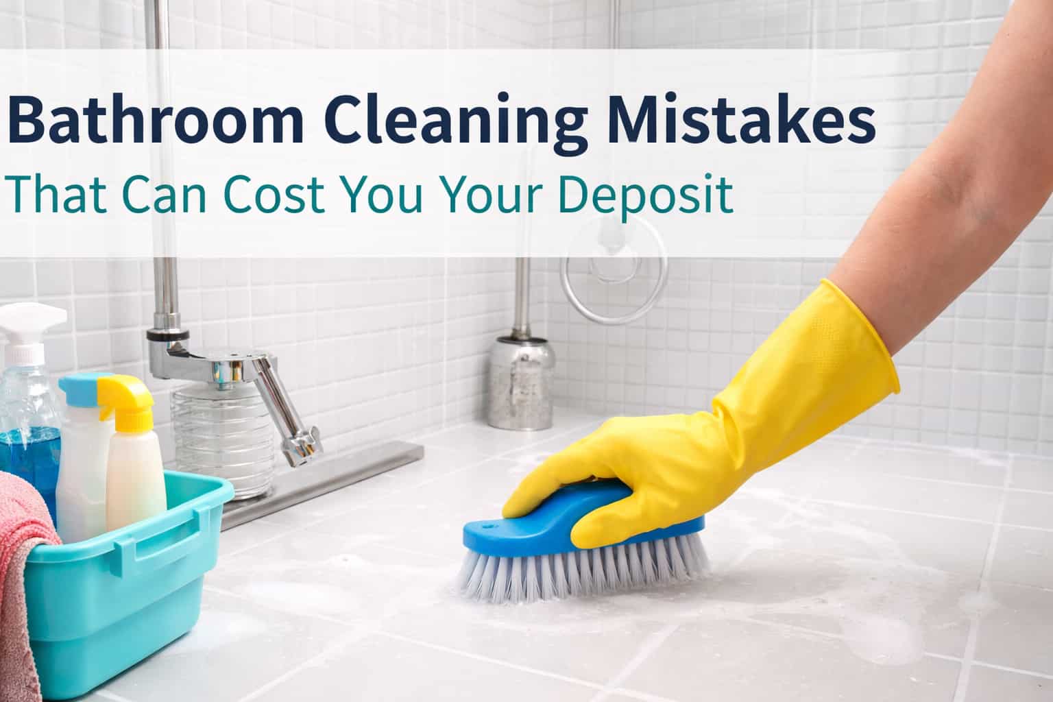 Bathroom cleaning mistakes during move out cleaning with grout scrubbing and cleaning tools